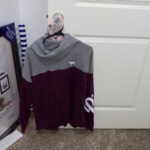 Grey and Maroon pink hoodie!! Size Large